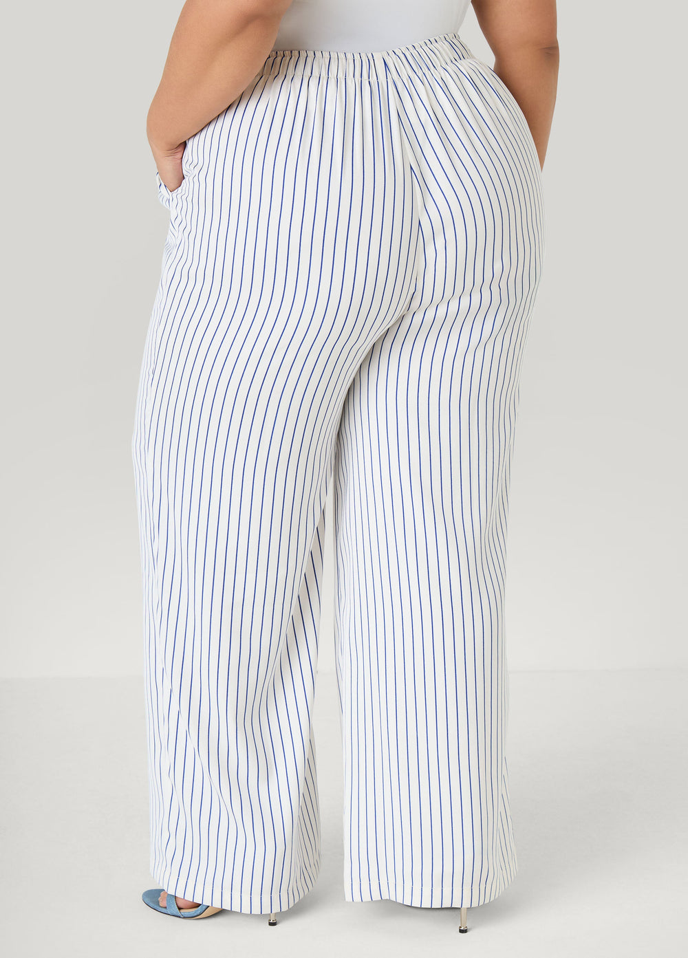 Pinstriped Wide Leg Pants Turtledove | Ashley Stewart