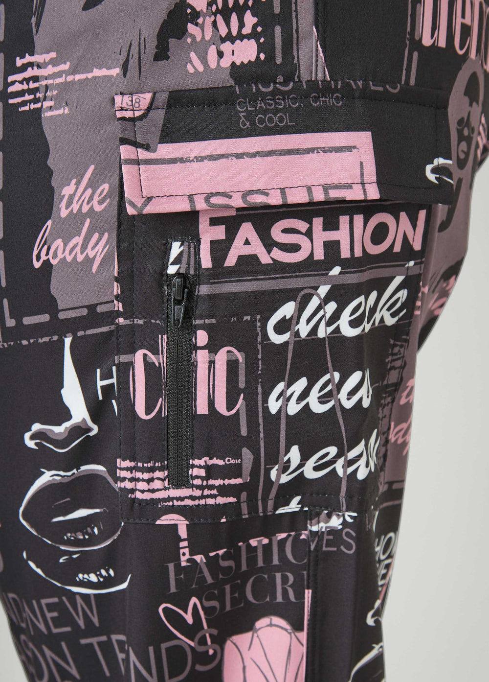Newspaper Print Cargo Joggers Black Combo | Ashley Stewart