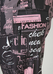 Newspaper Print Cargo Joggers Black Combo | Ashley Stewart