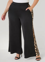 Animal Striped Wide Leg Pants Black | Ashley Stewart
