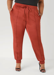 Pintucked Striped Joggers Burnt Henna | Ashley Stewart