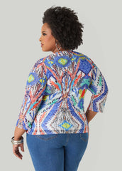 Embellished Printed Mesh Top Multi | Ashley Stewart