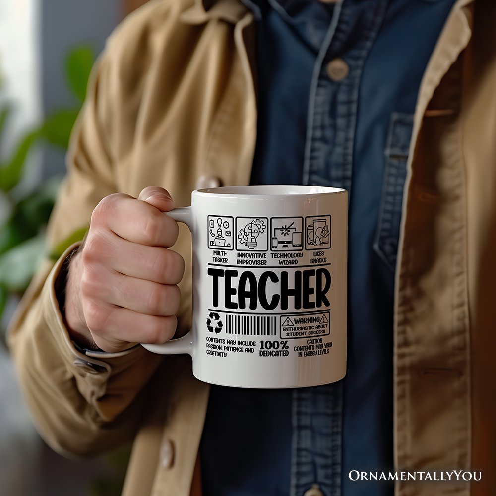 Teacher Barcode Ceramic Mug White | Ashley Stewart