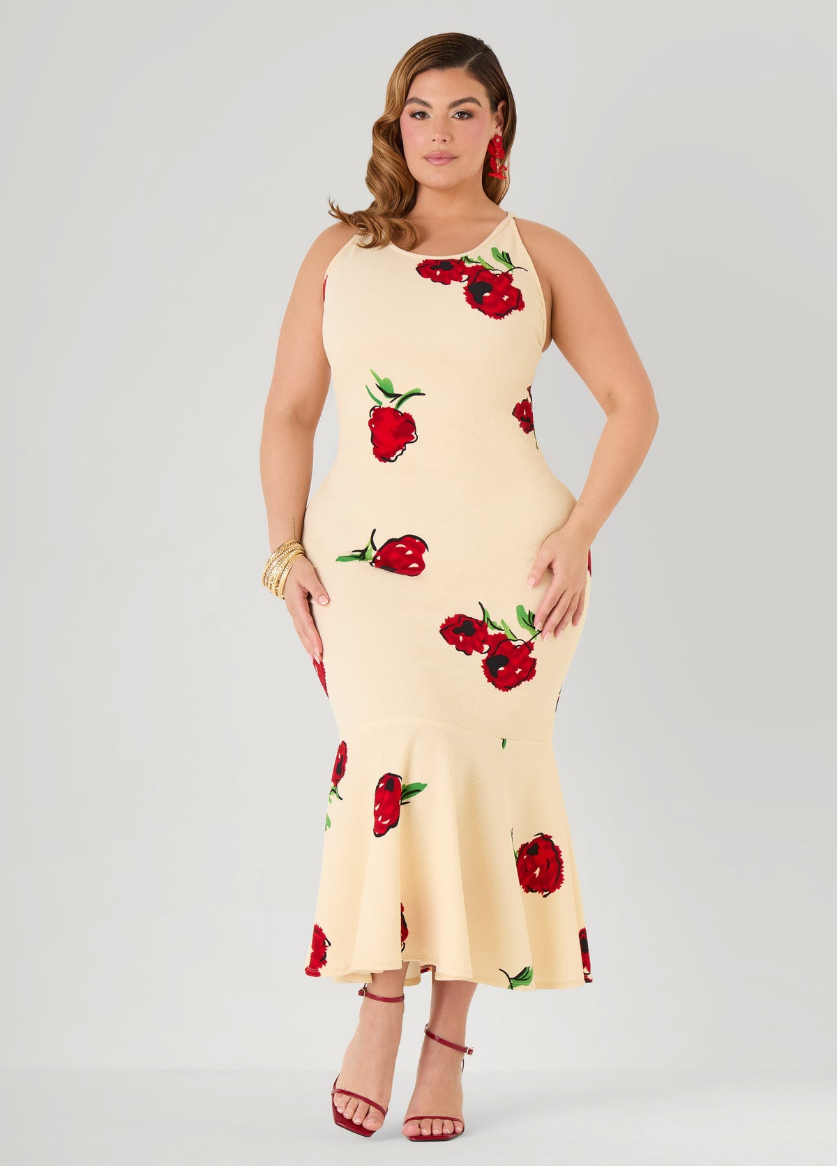 Flounced Textured Floral Dress Black Combo | Ashley Stewart