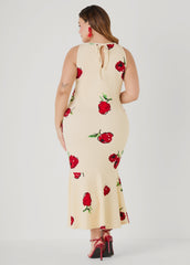 Flounced Textured Floral Dress Black Combo | Ashley Stewart