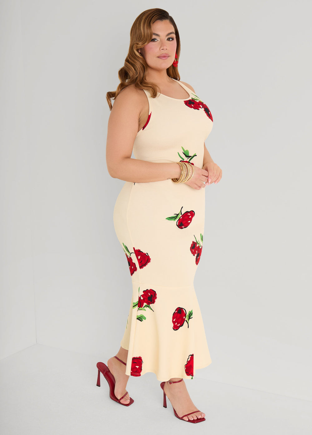 Flounced Textured Floral Dress Black Combo | Ashley Stewart