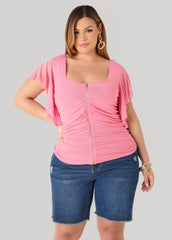 Ruched Mesh Bustier Top Confetti | Ashley Stewart