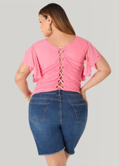 Ruched Mesh Bustier Top Confetti | Ashley Stewart