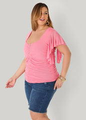 Ruched Mesh Bustier Top Confetti | Ashley Stewart