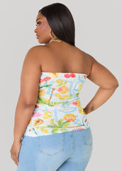 Summer Print Mesh Tube Top Multi | Ashley Stewart