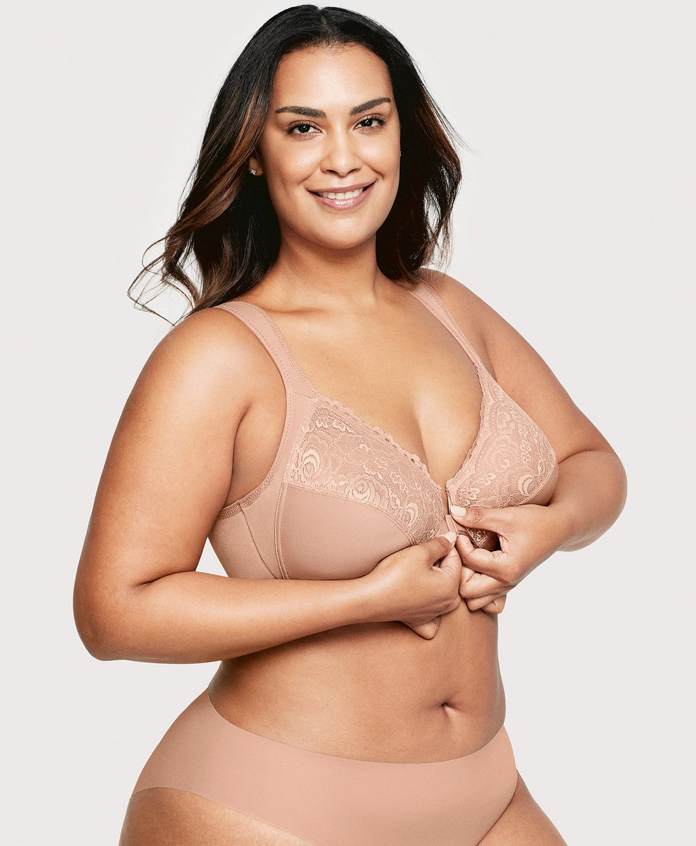 Front-Closure WonderWire Bra Cappuccino | Ashley Stewart