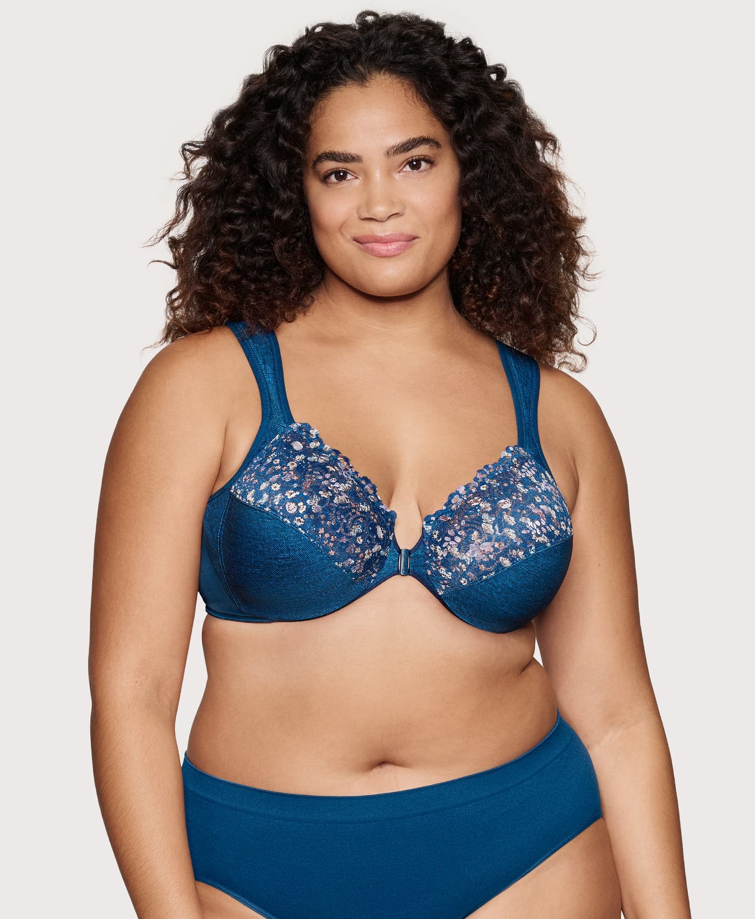 Front-Closure WonderWire Bra Dark Denim | Ashley Stewart