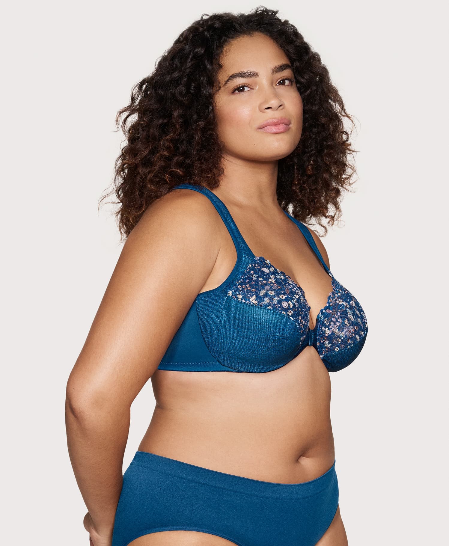 Front-Closure WonderWire Bra Dark Denim | Ashley Stewart