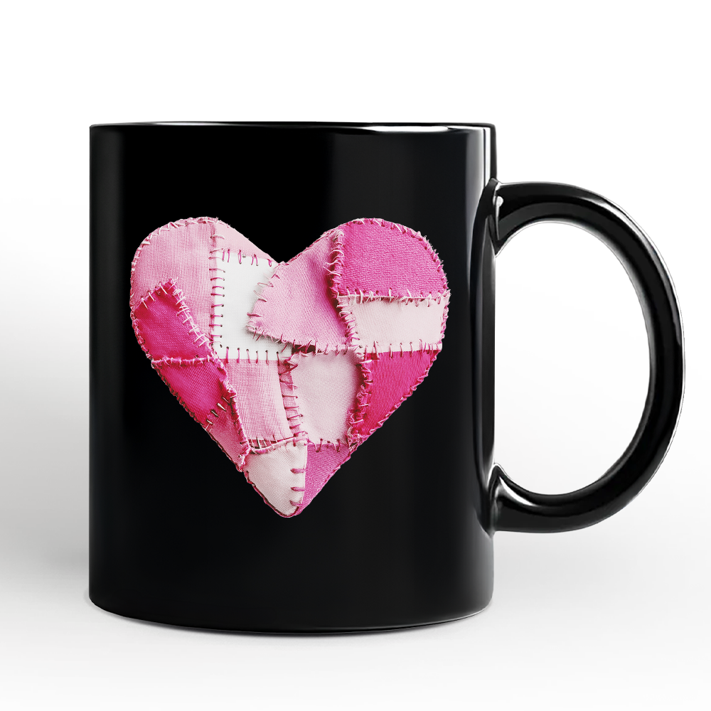 Patchwork Heart Valentine Mug Black | Ashley Stewart