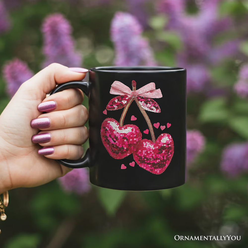 Cherry Heart Ceramic Mug Black | Ashley Stewart