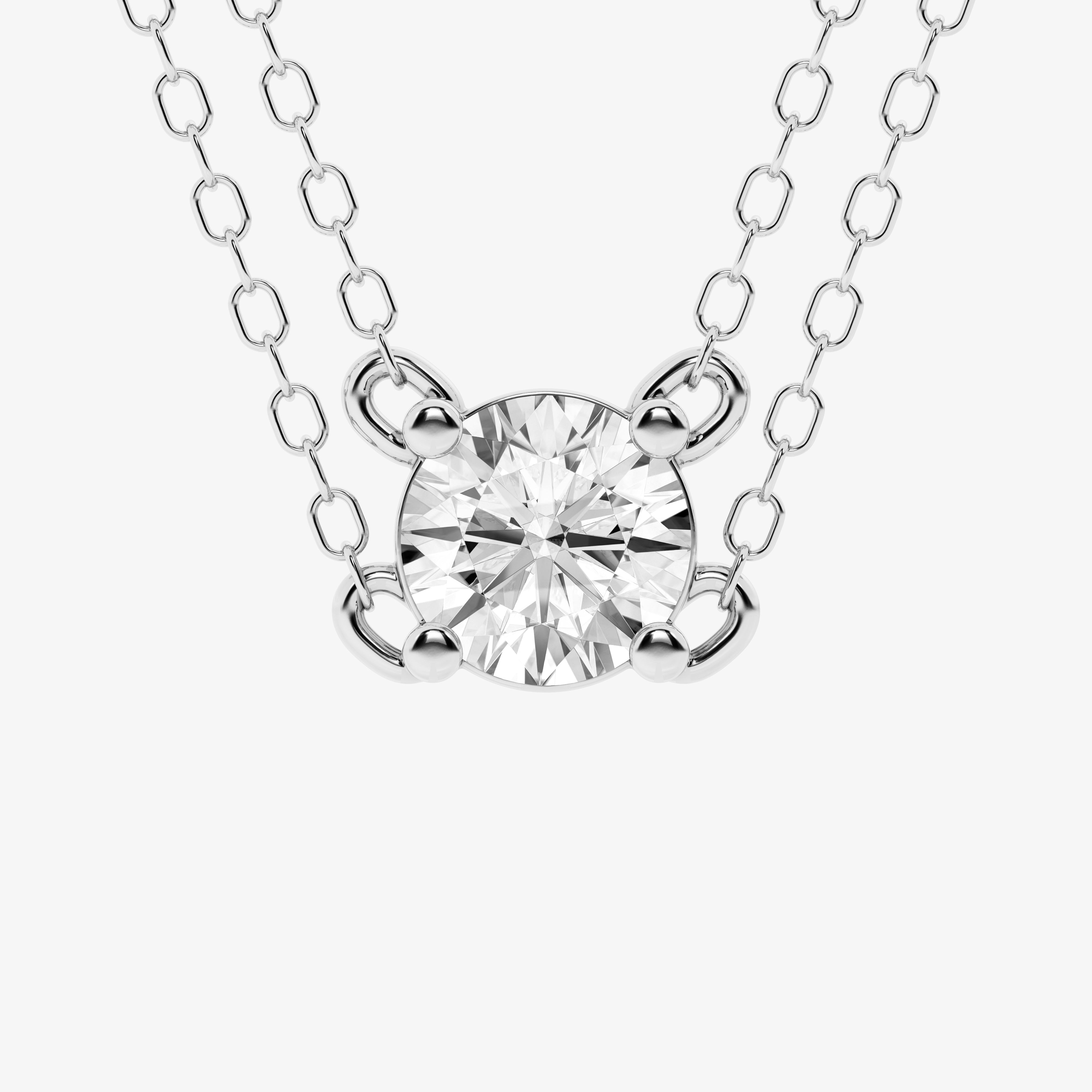 0.60 Carat Lab Grown Round Solitaire Diamond Necklace In Sterling Silv  | Ashley Stewart