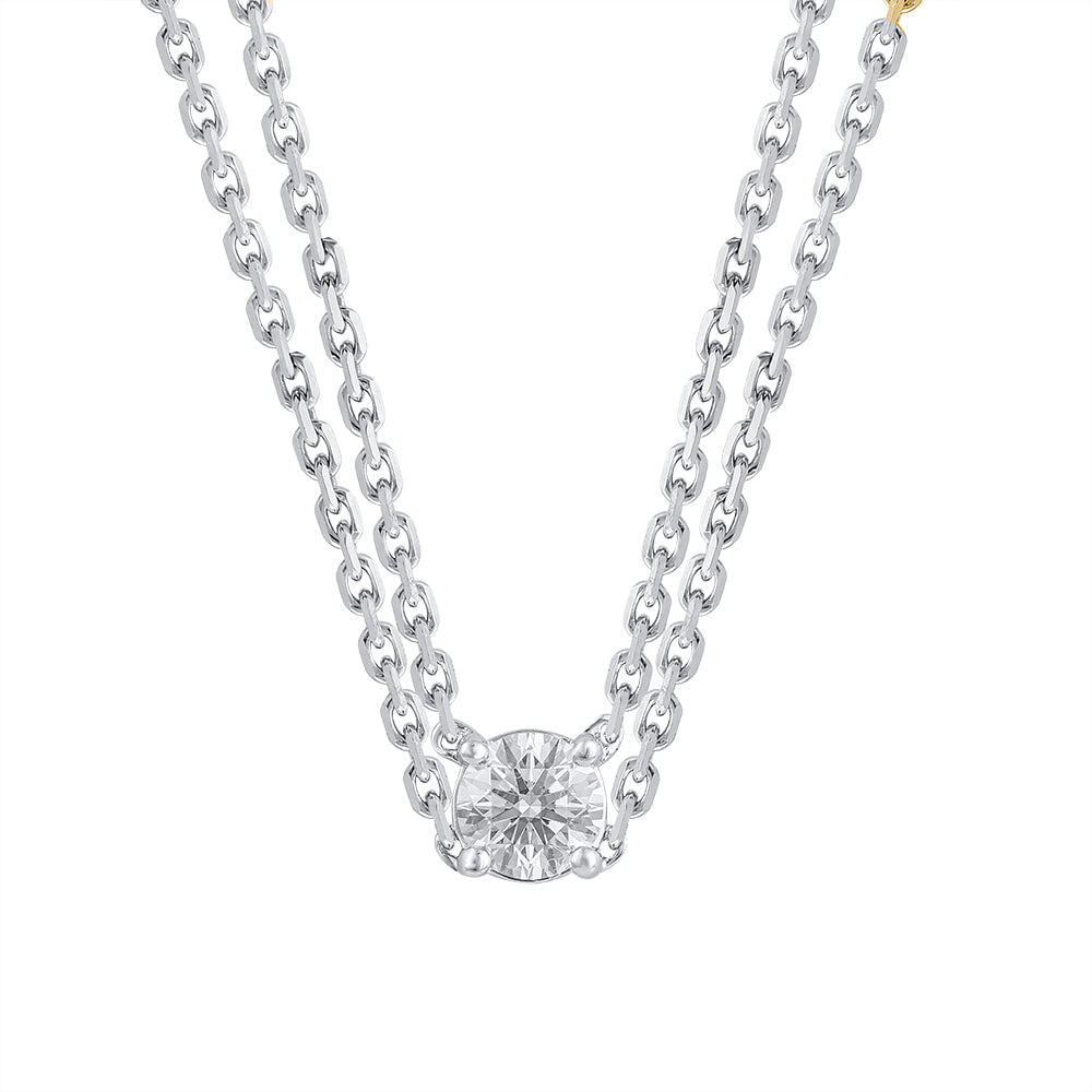 0.60 Carat Lab Grown Round Solitaire Diamond Necklace In Sterling Silv  | Ashley Stewart