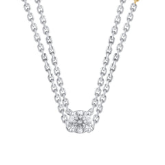 0.60 Carat Lab Grown Round Solitaire Diamond Necklace In Sterling Silv  | Ashley Stewart