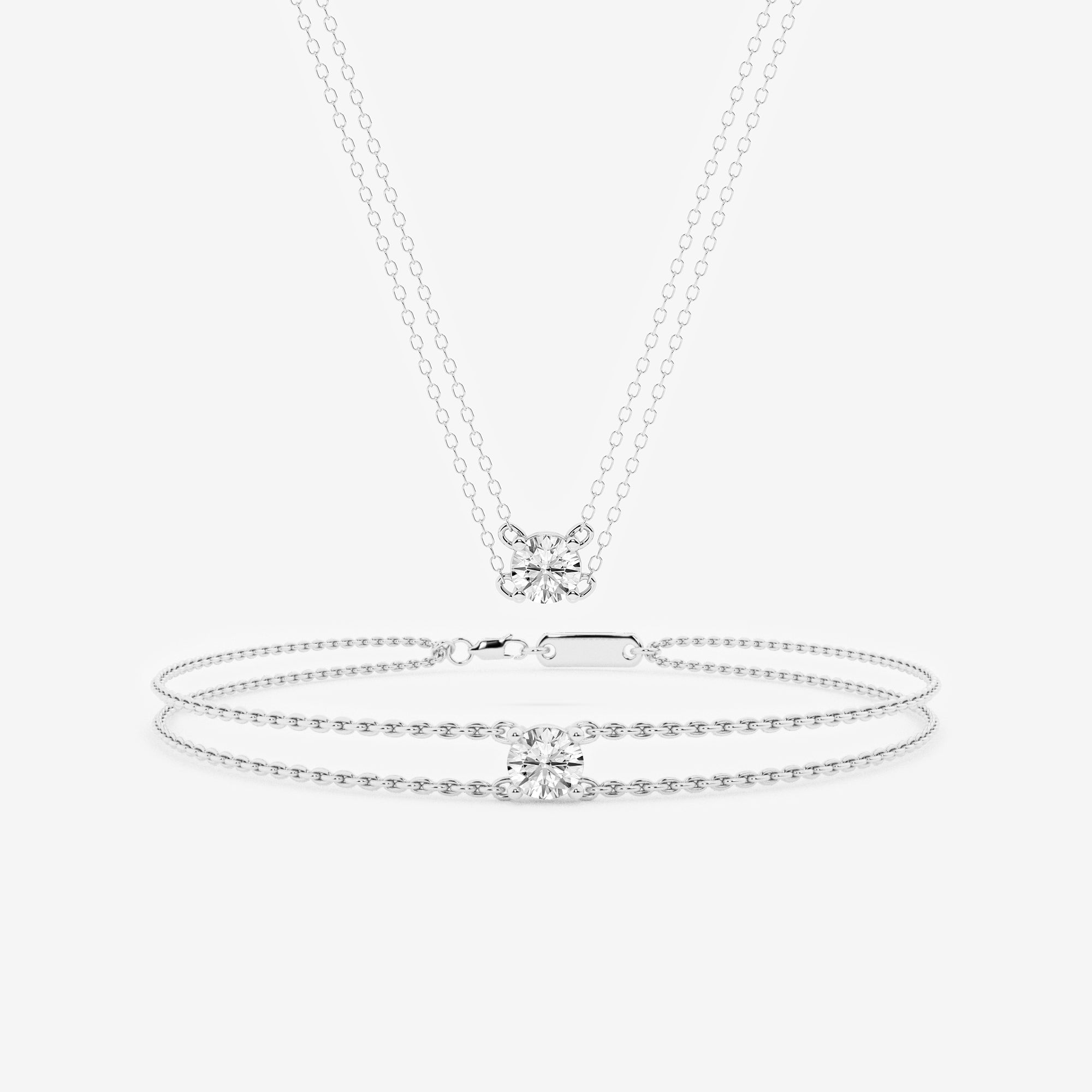 0.60 Carat Lab Grown Round Solitaire Diamond Necklace In Sterling Silv  | Ashley Stewart