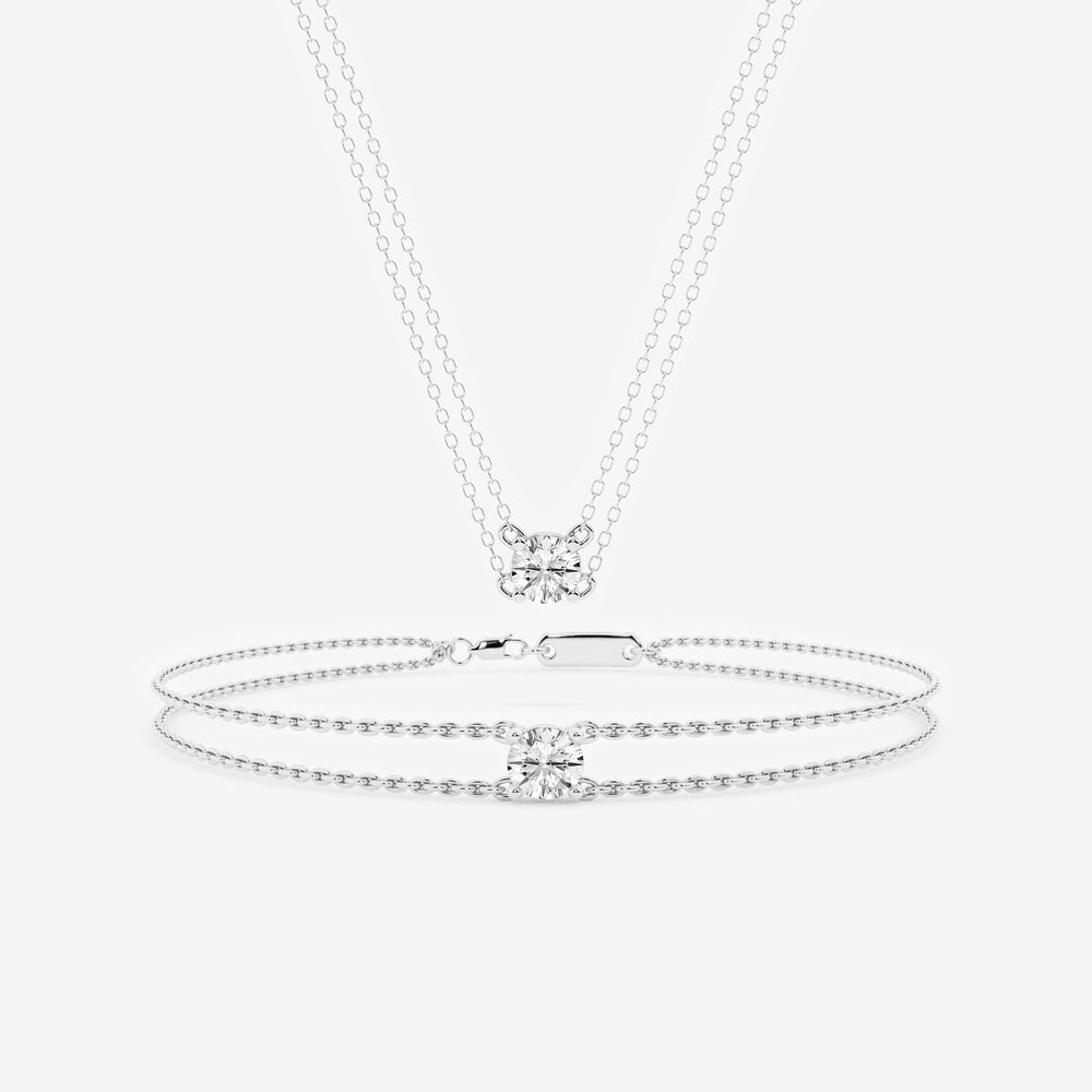0.60 Carat Lab Grown Round Solitaire Diamond Necklace In Sterling Silv  | Ashley Stewart