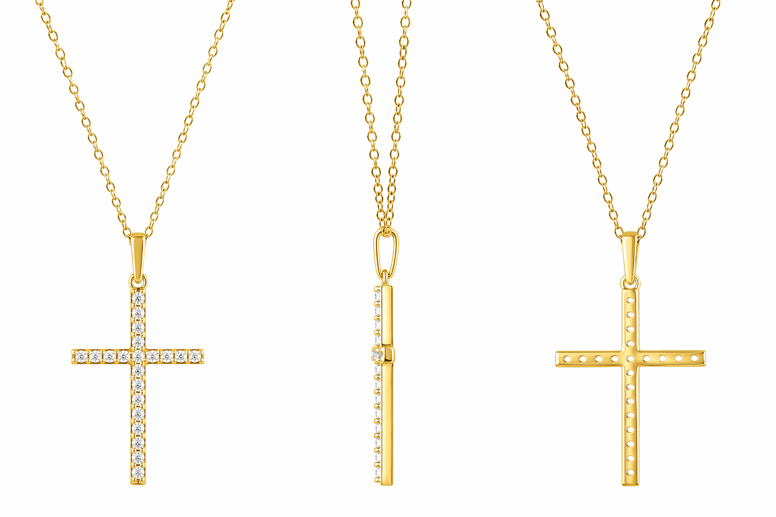 0.25 Carat Lab Grown Cross Diamond Necklace White | Ashley Stewart