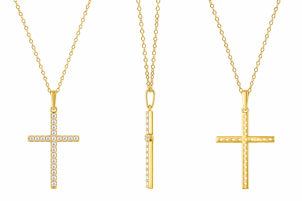 0.25 Carat Lab Grown Cross Diamond Necklace White | Ashley Stewart
