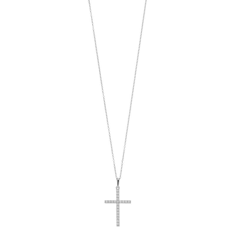 0.25 Carat Lab Grown Cross Diamond Necklace White | Ashley Stewart