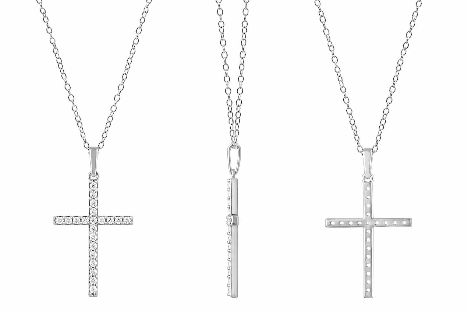 0.25 Carat Lab Grown Cross Diamond Necklace White | Ashley Stewart