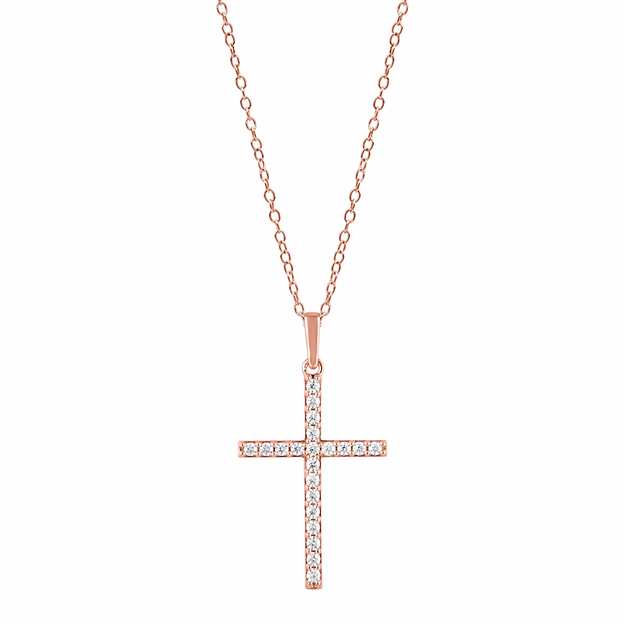 0.25 Carat Lab Grown Cross Diamond Necklace White | Ashley Stewart