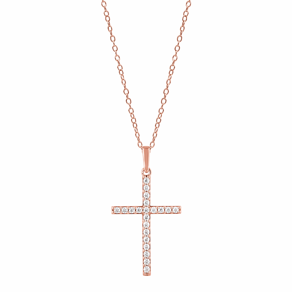 0.25 Carat Lab Grown Cross Diamond Necklace White | Ashley Stewart