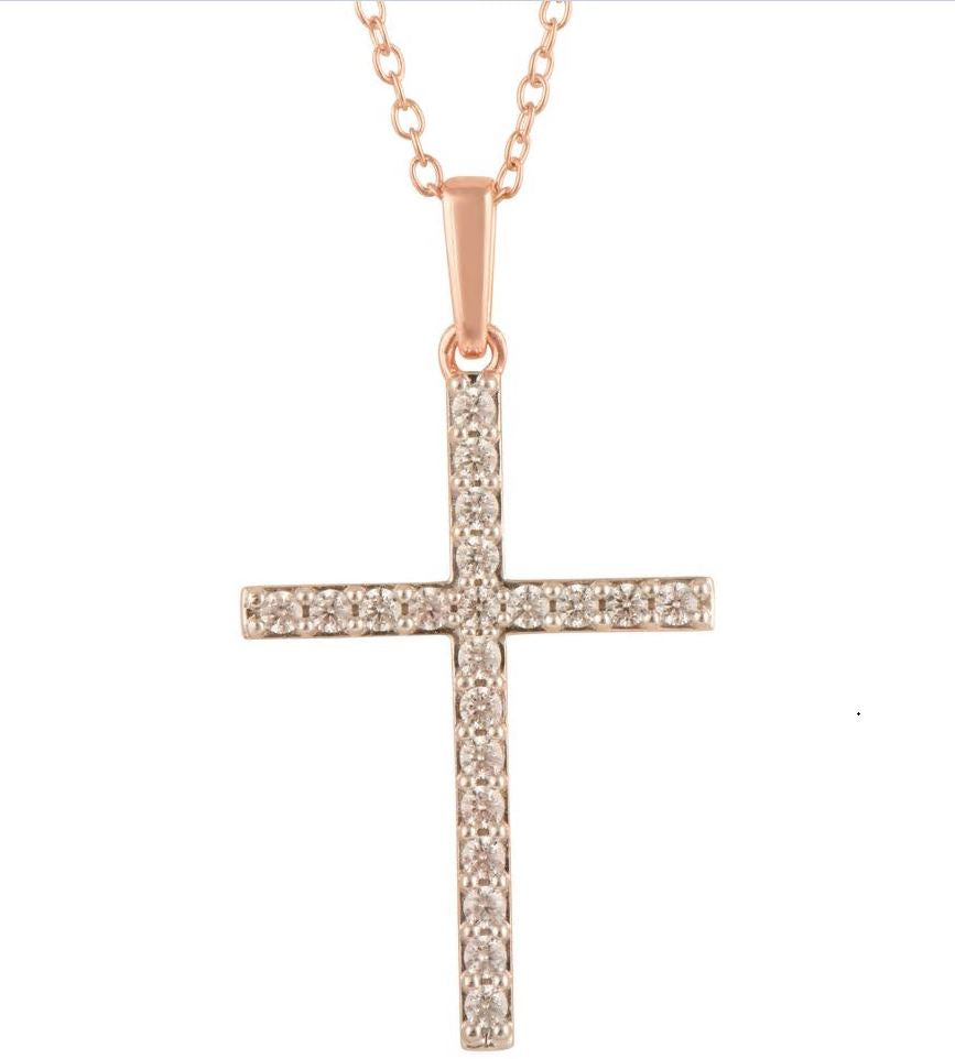 0.25 Carat Lab Grown Cross Diamond Necklace White | Ashley Stewart