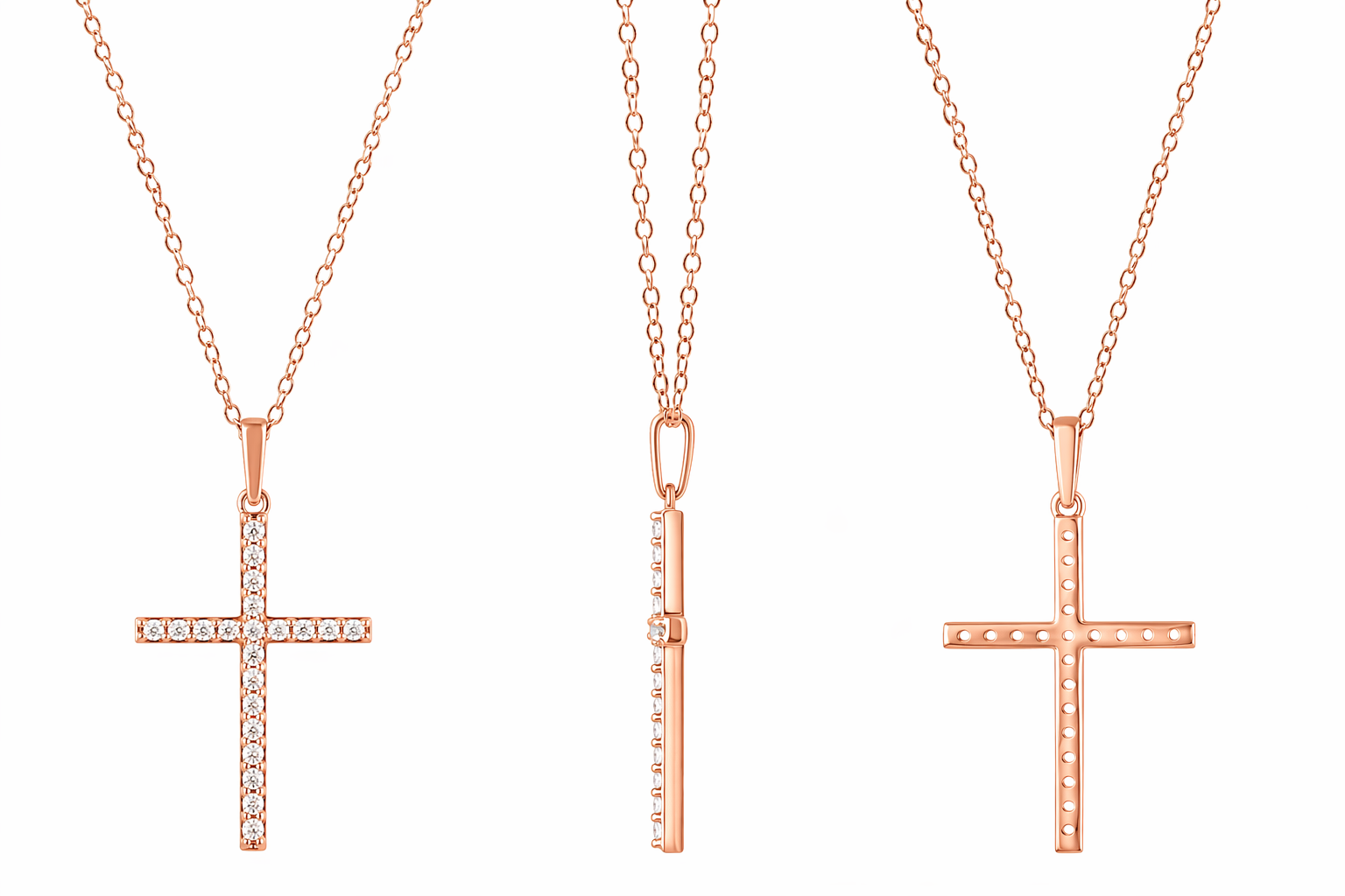 0.25 Carat Lab Grown Cross Diamond Necklace White | Ashley Stewart