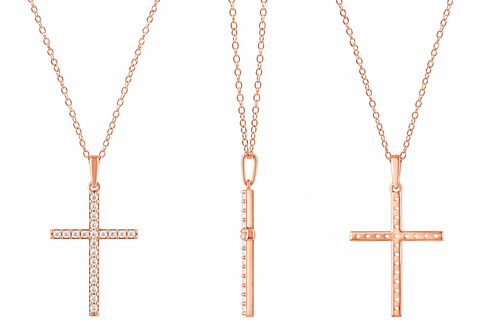 0.25 Carat Lab Grown Cross Diamond Necklace White | Ashley Stewart