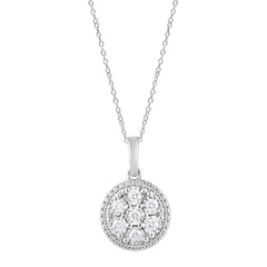 0.25 Carat Lab Grown Round Cluster Diamond Pendant Necklace In Sterlin  | Ashley Stewart