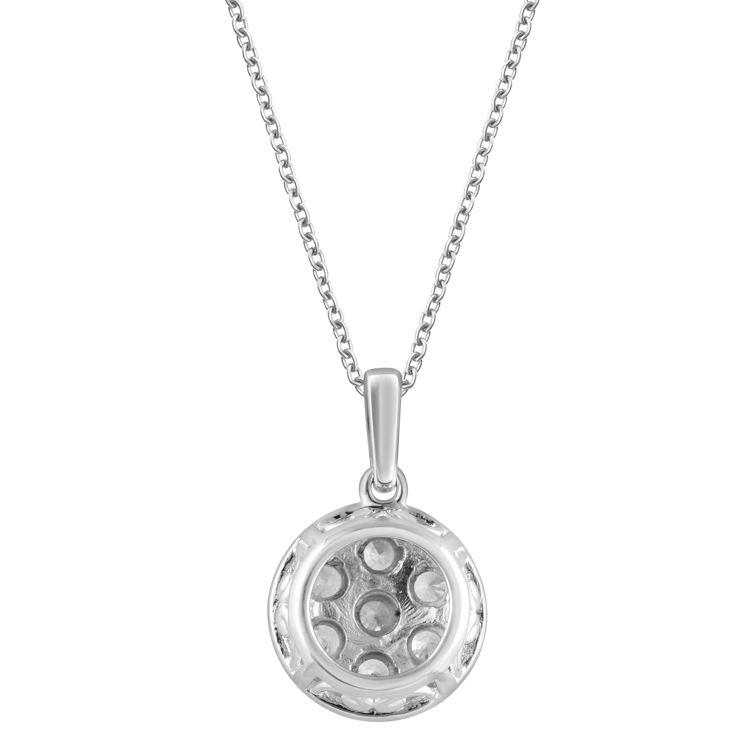 0.25 Carat Lab Grown Round Cluster Diamond Pendant Necklace In Sterlin  | Ashley Stewart