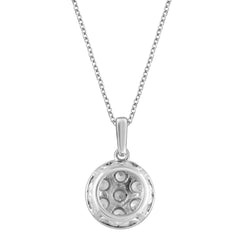 0.25 Carat Lab Grown Round Cluster Diamond Pendant Necklace In Sterlin  | Ashley Stewart