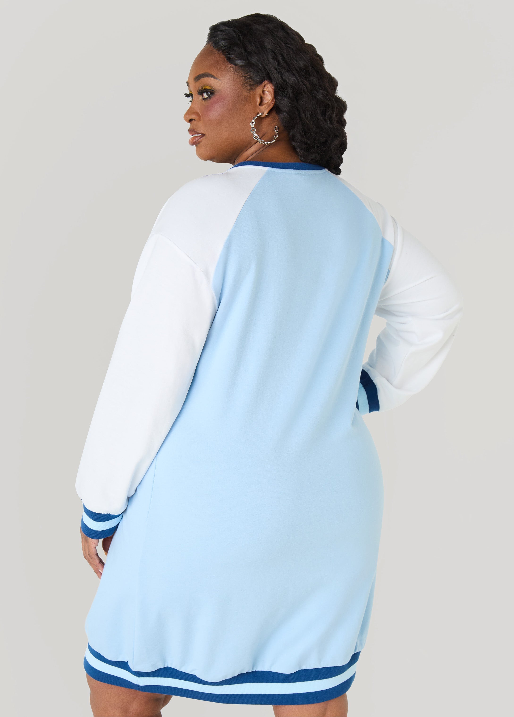 Raglan French Terry Sneaker Dress Black Combo | Ashley Stewart