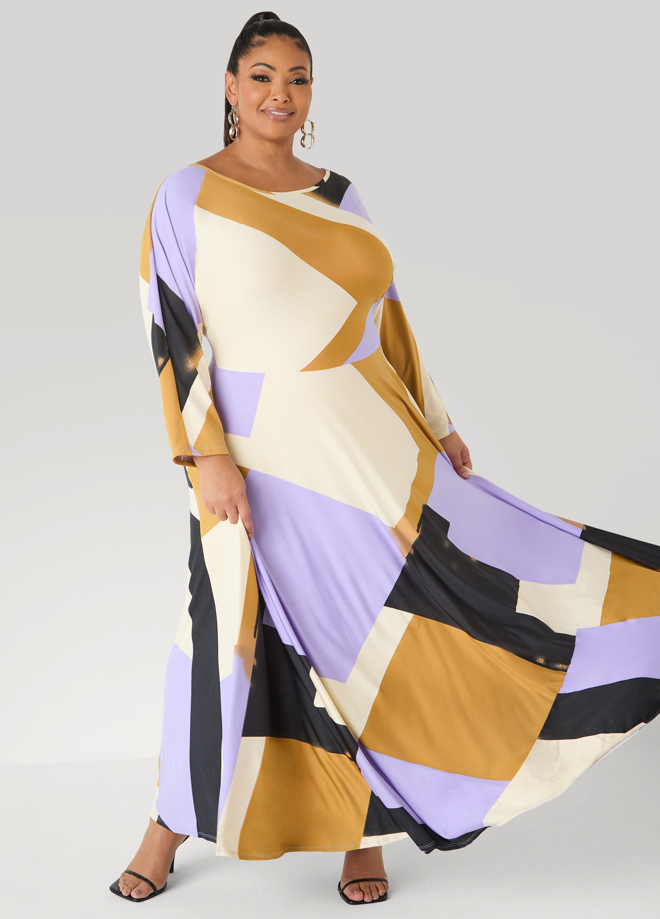 Geo Print A Line Maxi Dress Multi | Ashley Stewart