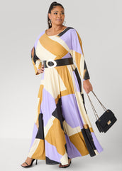 Geo Print A Line Maxi Dress Multi | Ashley Stewart