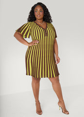 A Line Striped Sweater Dress Multi | Ashley Stewart