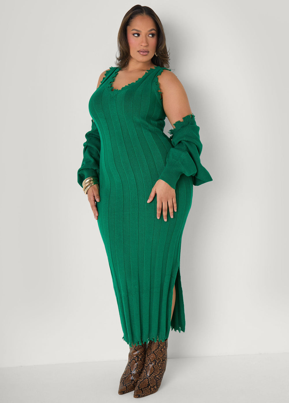 Frayed Knitted Bolero Koi | Ashley Stewart