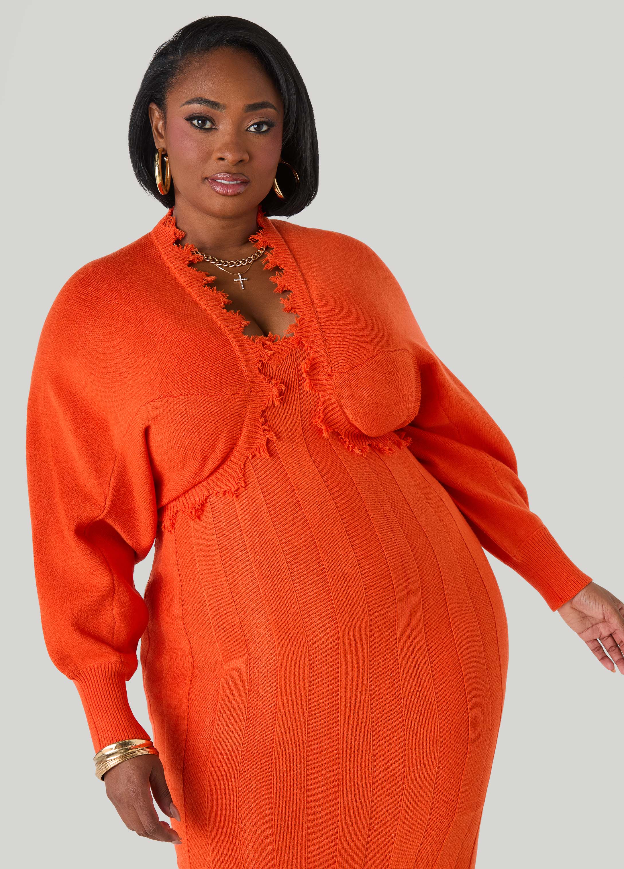 Frayed Knitted Bolero Koi | Ashley Stewart