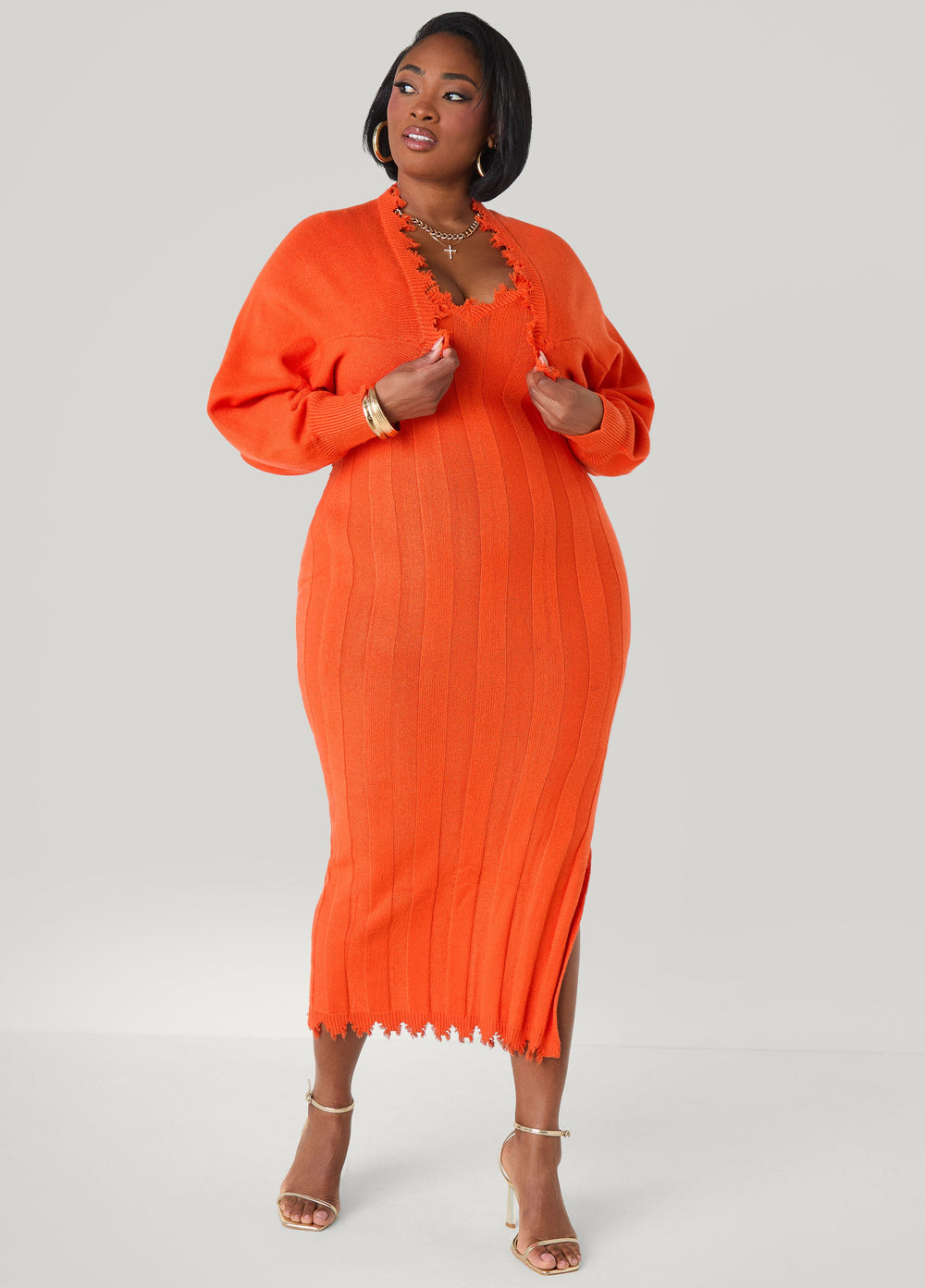 Frayed Knitted Bolero Koi | Ashley Stewart