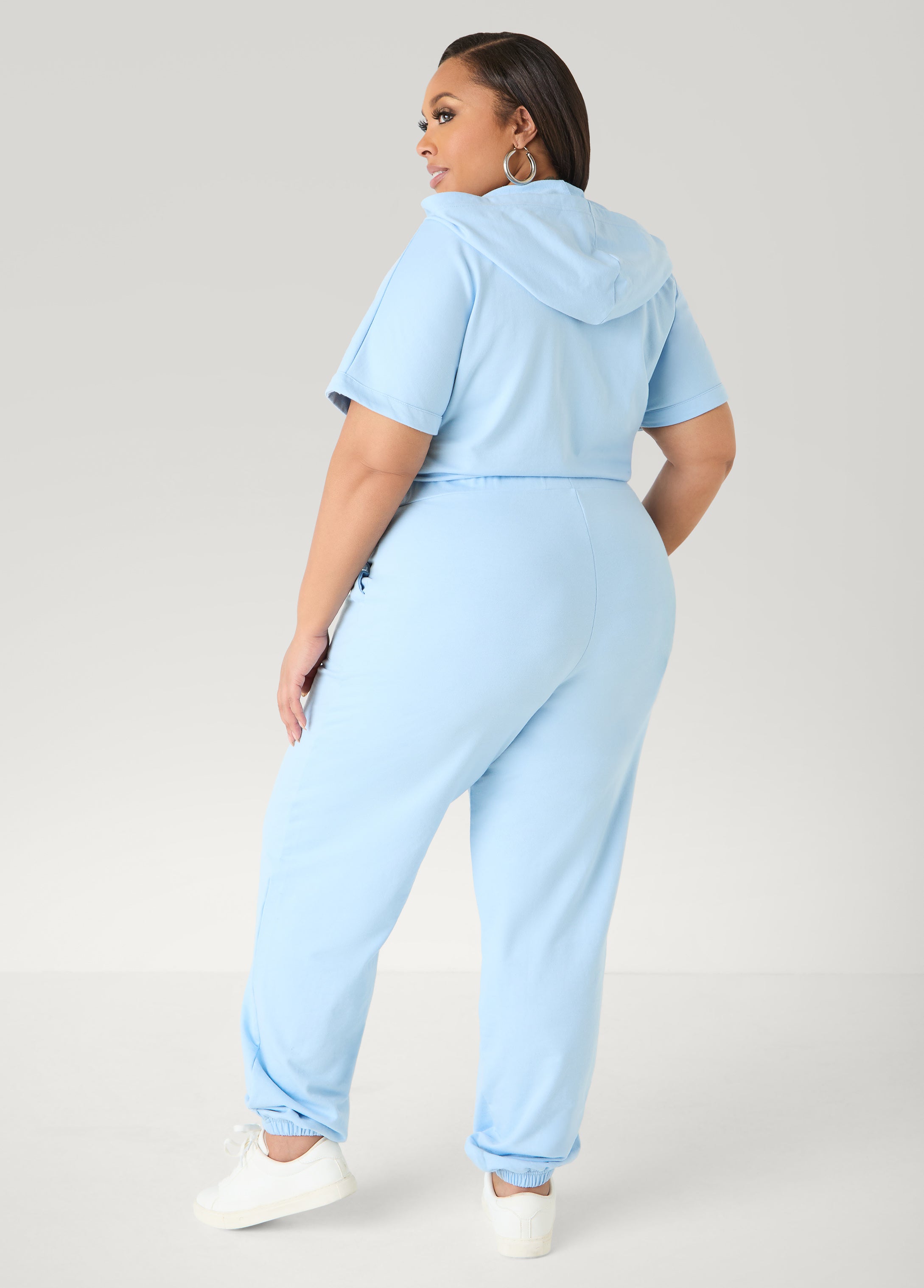 French Terry Joggers Jumpsuit Desert Sun | Ashley Stewart
