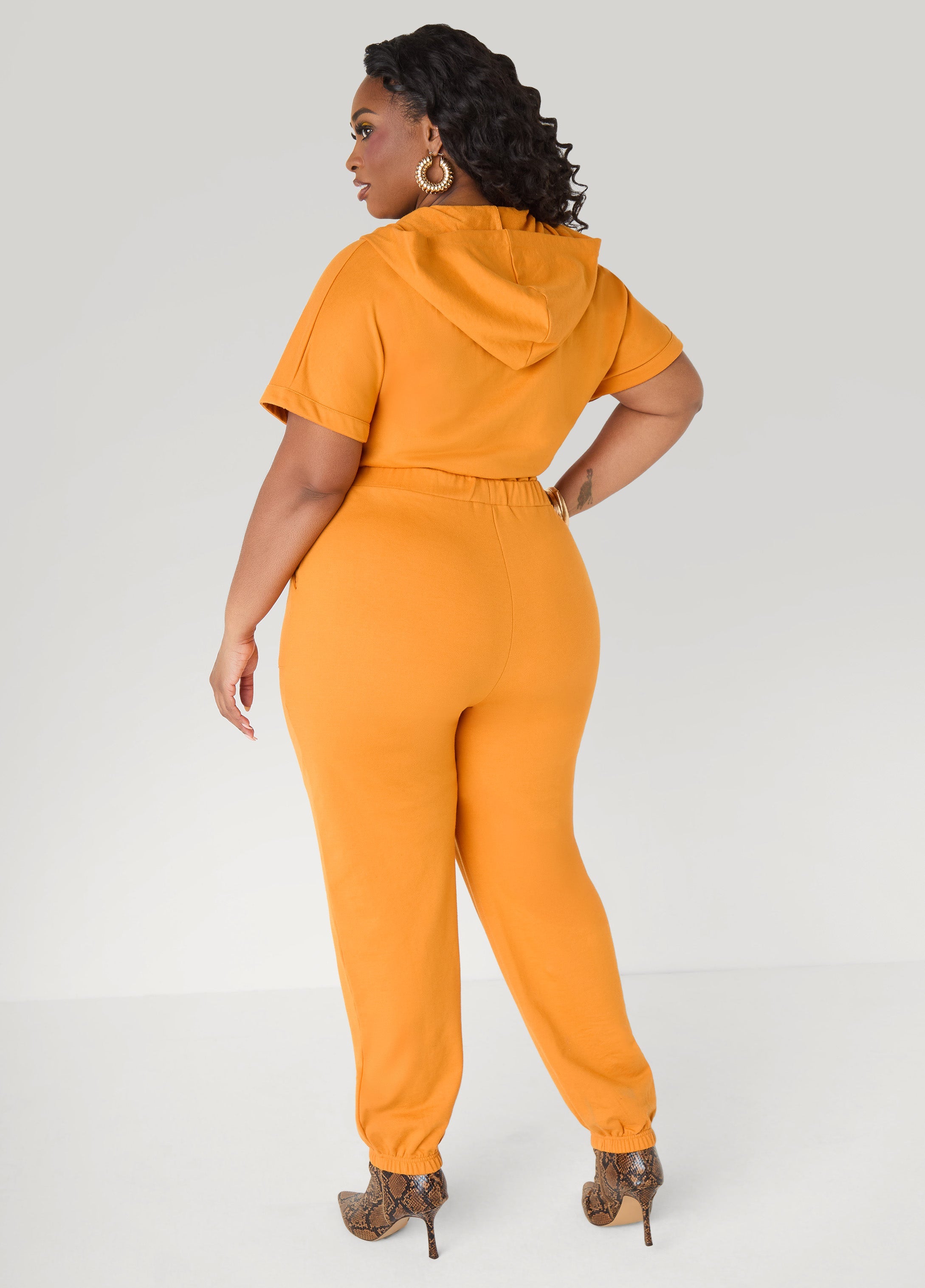 French Terry Joggers Jumpsuit Desert Sun | Ashley Stewart