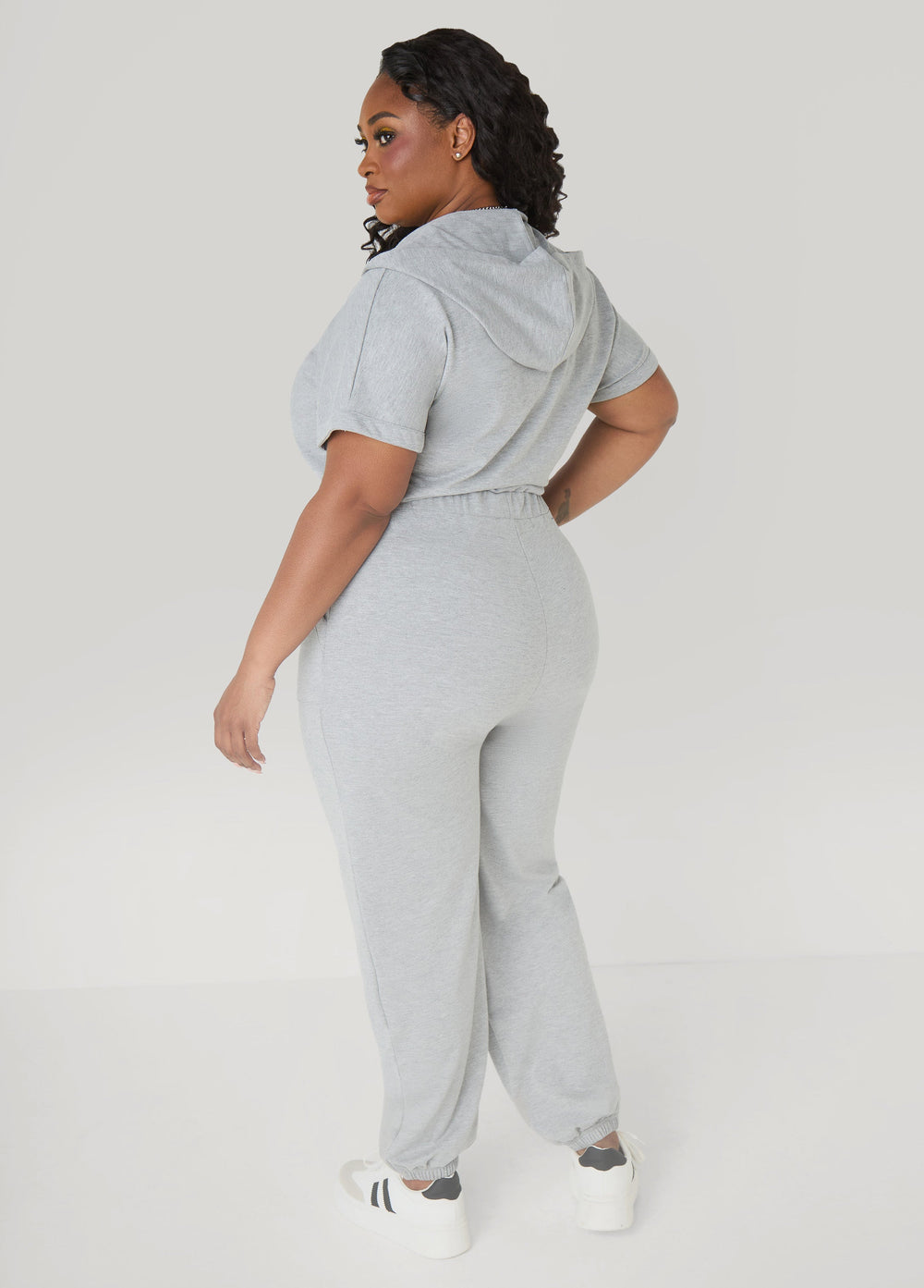 French Terry Joggers Jumpsuit Desert Sun | Ashley Stewart