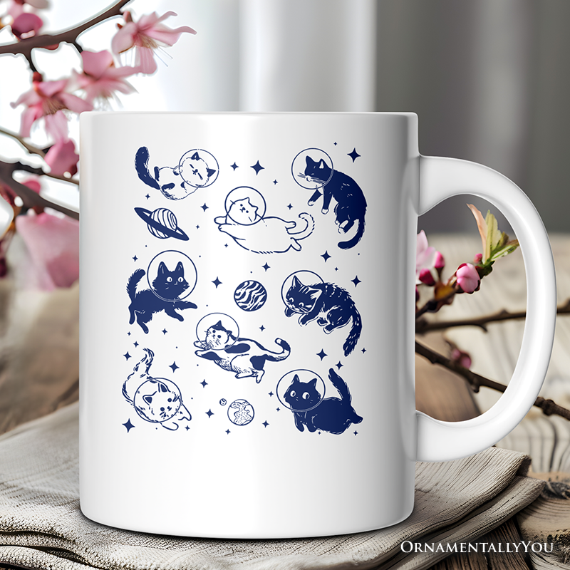 Cats In Space Ceramic Mug White | Ashley Stewart
