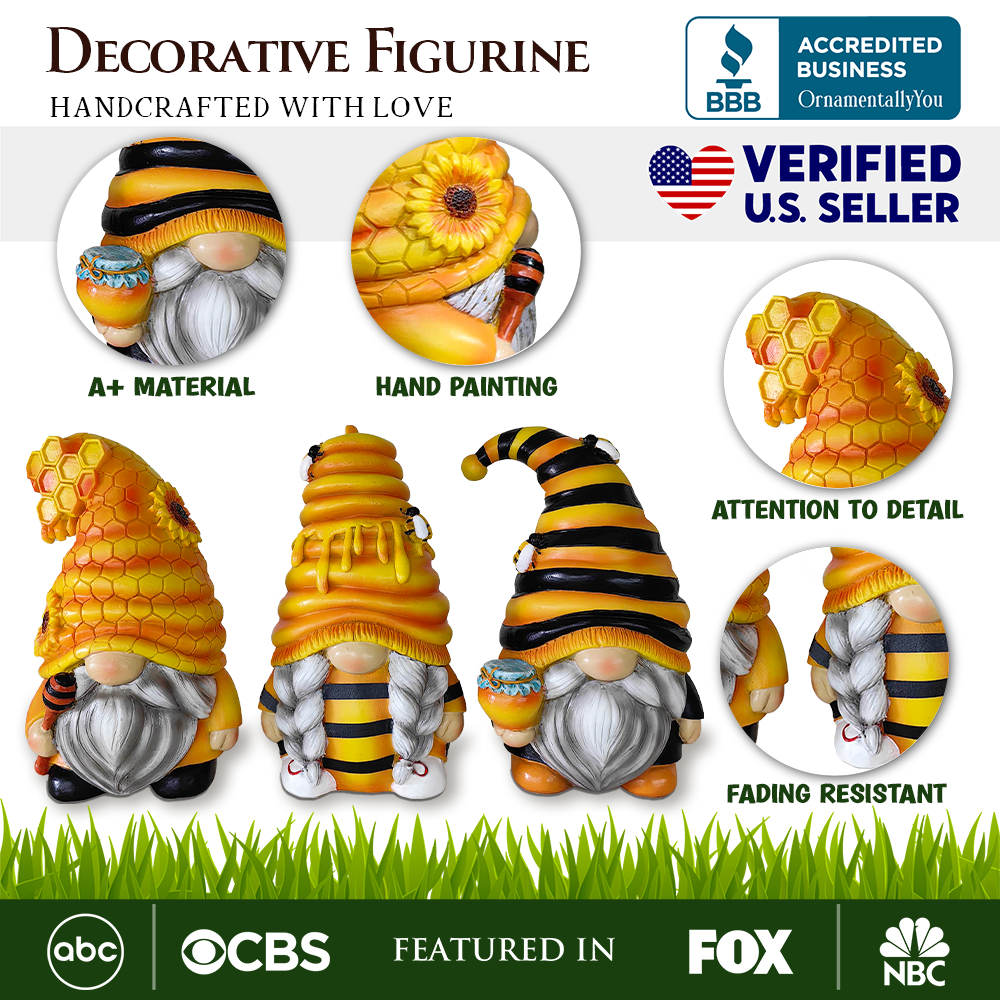 Set of Three Bee Gnome Figurines Multi | Ashley Stewart