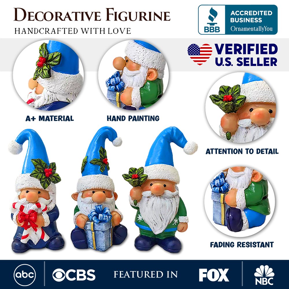 Set of Three Christmas Gnome Figurines Multi | Ashley Stewart