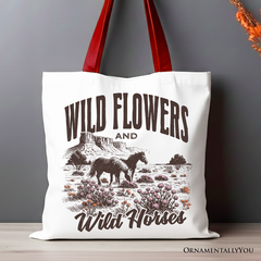 Wild Flowers And Horses Tote Bag White | Ashley Stewart